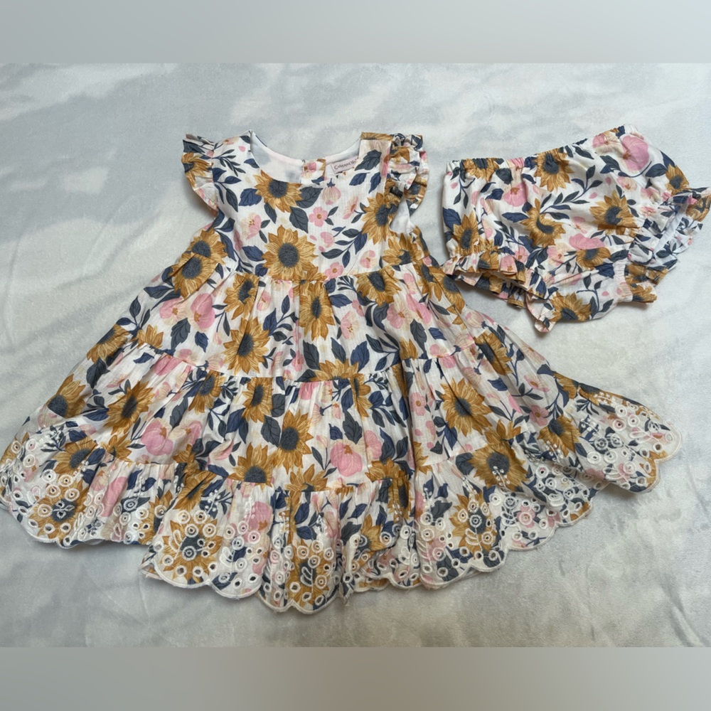 Baby Girl Floral Dress and Bloomers Set